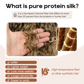 FLUFYMOOZ 4PC Clip in Hair Extensions, 14 Inch 100％ Pure Protein Silk Short Hairpiece Deep Curly Wavy Hair Extensions Clip in Natural Soft Hairpiece for Women-Dark Blonde to Light Brown