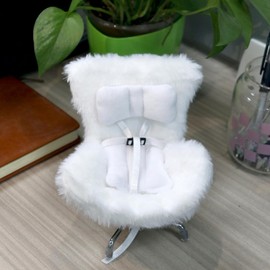 Doll Car Seat, Accessories for 10-17cm Dolls - Adjustable Safety Strap, Air Vent Clip & Desktop Stand, Soft Cushion, Cute Car Ornament Gift for Collectors & Fans (White)