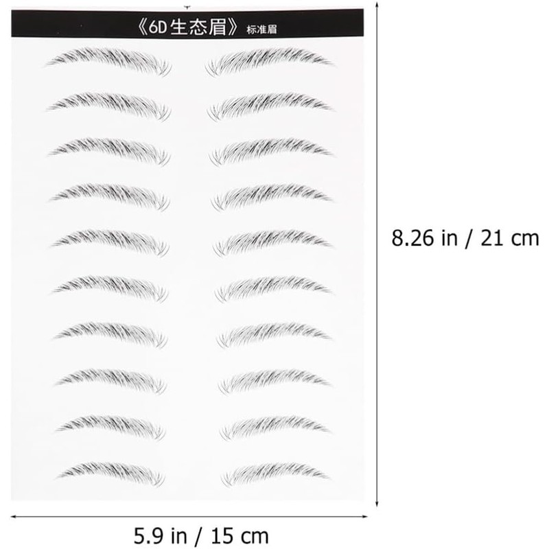 Operitacx 2 Hojas Pegatina para Cejas 6d Negra, Fibra Artificial,