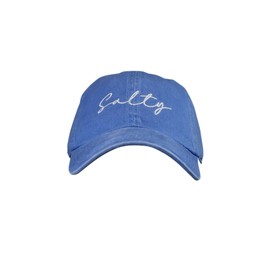 D&Y Pastime Outdoor Embroidered Low Profile Baseball Cap, Cursive Salty, Denim Blue