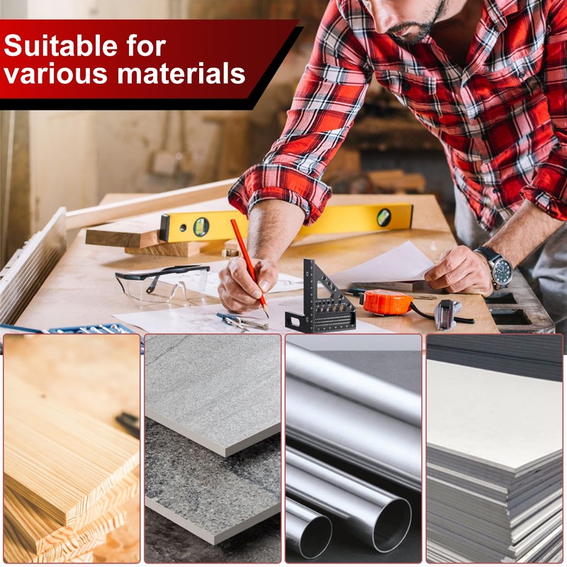 YUENGJGI 3D Multifunctional Angle Gauge, Aluminum Alloy 22.5-90° Miter Gauge,