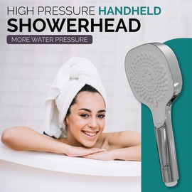Trailer Basics Premium RV Shower Head Replacement with 3 Spray Modes, On/Off Switch | High Pressure Water Saving Handheld Camper Shower Head | RV Indoor shower | RV Outdoor shower | Chrome and White