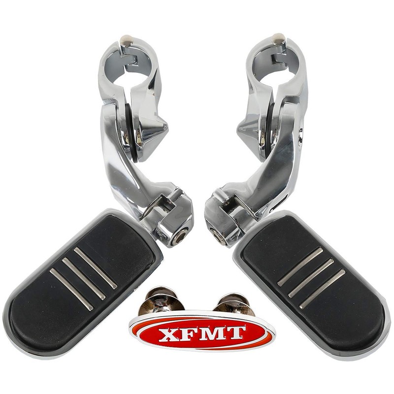 XFMT Chrome 1 1/4" 32MM Short Angled Footpegs Highway Engine