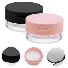 WOONEKY Reusable Loose Powder Box Set 2pcs Plastic Makeup Powder Puff Container for Diy