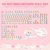 YUNZII Cute Pink Kitten Custom Keycaps, 141 Keys Dye Sub