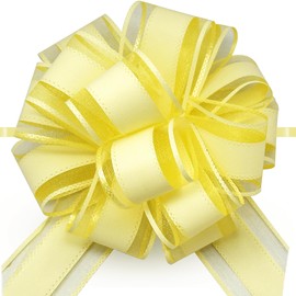 FQTANJU FQTANJU 5 PCS 6 inches Large Pull Bows, Bow for Gift Wrapping, Ribbon Bows for Wedding Christmas Birthday Party Gift Baskets or Valentine's Day Flower Gift Boxes Decoration (Yellow)