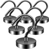 FINDMAG 6 Pack Black Strong Magnetic Hooks, 40lbs+ Heavy Duty
