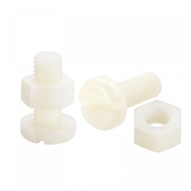sourcing map 20 Pairs Nylon Screw Nut Assortment, M8x20mm Slotted Pan Head Screws & M8 Hex Nuts for Machinery, Electronics, White
