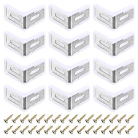 sourcing map 24 Pcs 90 Degree Plastic Corner Braces, 28x17.5x28mm Shelf Right Angle Brackets with Screws for Cabinets Cupboards, White