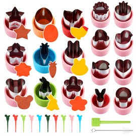 Reallnaive 28 Pcs Easter Cookie Cutters Mini Vegetable Fruit Cutter Shapes Stamps Mold Set Easter Egg Bunny Chick Carrot Shapes Cutters for Party Crafts Accessories