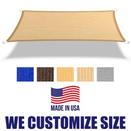 HOMA 4' x 10' Beige Rectangle Sun Shade Sail Canopy, 95% UV Blockage Awning Shelter Fabric Cloth Screen for Patio Outdoor Backyard - Heavy Duty Commercial Grade (Custom Size - Made in USA)