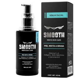 smooth - Sérum Anti Arrugas Hombres | Coenzima Q10, Elastina y Vitamina C | Antioxidante, Hidratante, Reduce líneas de Expresión, Disminu...