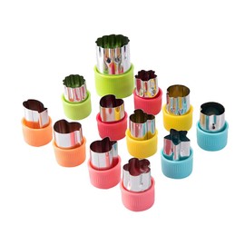 UUYYEO 12 Pcs Vegetable Cutter Shapes Set Mini Size Cookie Cutters Fruit Stamps Molds Small Sandwich Cutters Decorative Food Cutters Kids Food Cutter Shapes