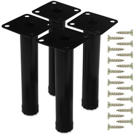 tekenewbse Pack of 4 15 cm Furniture Feet, Adjustable, Metal Feet for Furniture, Adjustable Cabinet Feet, Height Adjustable Table Legs, Desk Legs, Metal Feet, Sofa Shelf Feet, Black Furniture Legs