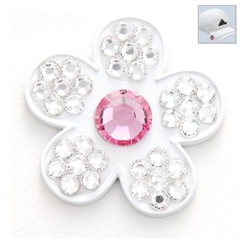 Bonjoc Crystal Golf Ball Marker & Hat Clip - Sugar Pie (White/Pink Flower)