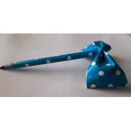 Blue Polka Dot Duct Tape Bow Pen handmade duck