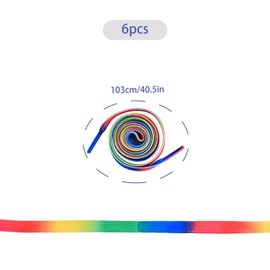 GroveEss 3 Pairs Rainbow Shoe Laces-41 Inch Flat Skate Trainer Shoelaces Gradient Neon Coloured Rainbow Laces for Man Women Trainers Adults Kids Skate Shoes Football Boots Shoes Boots Replacement