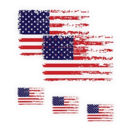 Distressed American Flag Decal Sticker Pack of 5 – Patriotic USA Vinyl Stickers for Car, Truck, SUV, Laptop, Window, Tumbler, Toolbox, Bumper – Weatherproof Indoor Outdoor USA Flag Rugged Stickers