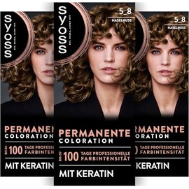 SYOSS Coloration 5_8 Hazelnut (115 ml), Permanent Colouration with Keratin Gives up to 100 Days of Professional Colour Intensity, 100% Grey Coverage