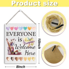 Motivational Classroom Decor Mental Health Classroom Office Wall Art Decor School Counselor Office Must Haves Door Slogan Hanging Sign Everyone Is Welcome Here Sign 8×10 Inch