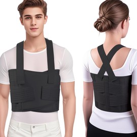 GAOUREL Rib Brace Broken Rib Belt,Elastic Rib Support Brace for Men and Women's Chest,Suitable for Rib Fractures,Dislocations,and Sternum Injuries,Reducing Chest Pain and Rib Pain(Black，L)