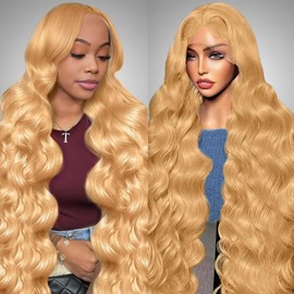 EECBN 28 Inch Honey Blonde Wig Human Hair 13x6 Lace Front Wigs Human Hair 220% Density Blonde Wig Colored Body Wave Wigs for Black Women