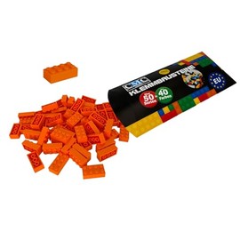 CMC imports 50 Clamping Blocks, Building Blocks, 2 x 4 Nubs, Compatible Bricks, 8 Knobs, Free Selection, 34 Colours (150 - Light Orange)