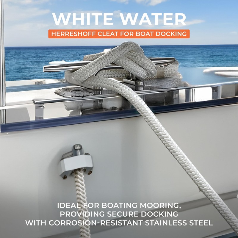 White Water 6032S 316 Stainless Steel 8" Herreshoff Cleat, 4-Hole