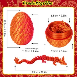AHEJIOO 3D Dragon Egg, Movable 3D Printed Crystal Dragon, Mystical Toy, Ideal Collection and Decoration for Dragon Lovers and Fantasy Fans