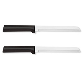 Rada Cutlery 6" Bread Knife (W236), Stainless Steel Hollow Ground Serrated Blade, Made in USA, Black Handle, Pack of 2