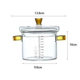 zaoalife Clear Cooking Pots Glass Stew Pot Glass Soup Pot With Lid Kitchen Stockpot Glass Cooking Pot Large Serving Bowl for Noodle,Soup,Milk,Tea