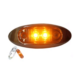 Set of 6 2" Amber Oval Oblong LED Clearance Side Marker Light Surface Mount with Chrome Bezel for TRUCK TRAILER