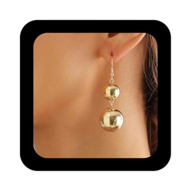 Vacaonio Bohemia Metal Polished Ball Drop Earrings Round Gold Ball Dangle Earringss Large Ball Bead Earrings Double Ball Earrings Jewelry for Women