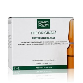 MartiDerm Proteos Hydra Plus Ampolletas faciales hidratantes y antioxidantes. Vitamina C Pura + Proteoglicanos. Reafirman y aportan luminosidad. Piel 