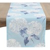 Saro Lifestyle Printed Hydrangea Table Runner, Aqua, 16" x 72"
