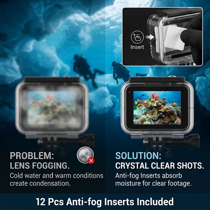 Honghauth 60m/196ft Waterproof Case for Gopro Hero 13/12/11/10/9 Black Action