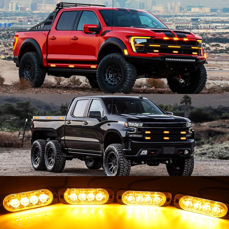 DREAMIZER Car Warning Light, 4 LEDs, Emergency Strobe Flashing Lights,
