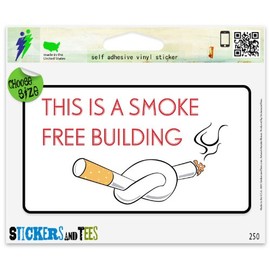 Smoke Free Building No Smoking Sign Car Sticker Indoor Outdoor 6" x 3"