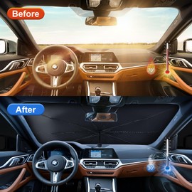 Bigomila Car Windscreen Parasol Umbrella Car Windscreen Foldable Car Sun Protection Heat Insulation Car Sun Protection Car Sun Protection Car Suitable for Most Saloons