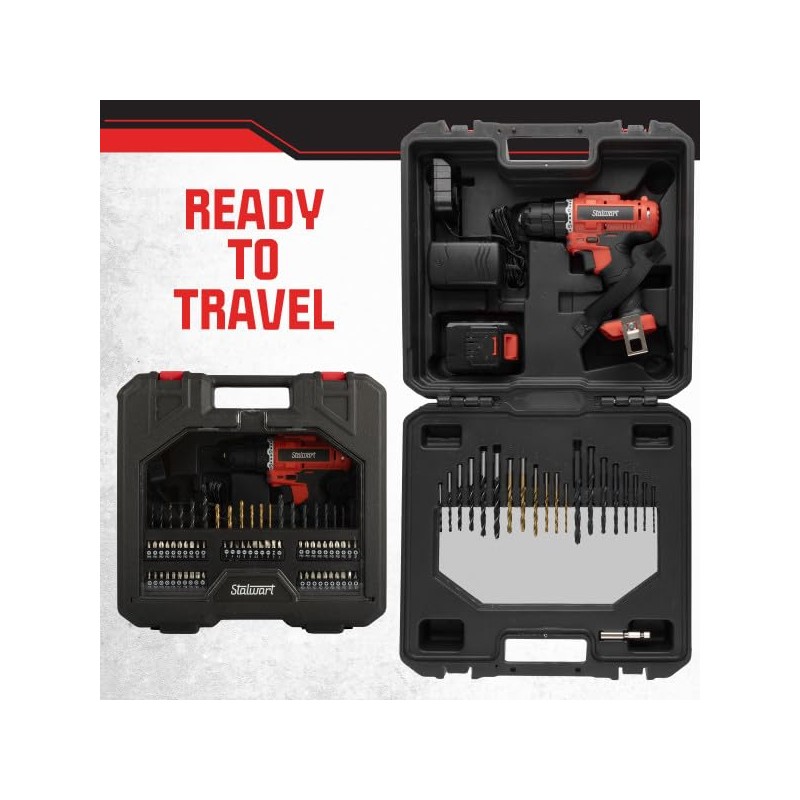 71-Piece Drill Set - 20V Cordless Drill with 21+1 Torque