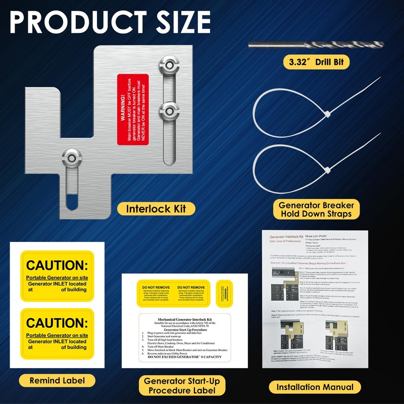 Generator Interlock Kit Compatible with Eaton Cutler Hammer BR Series