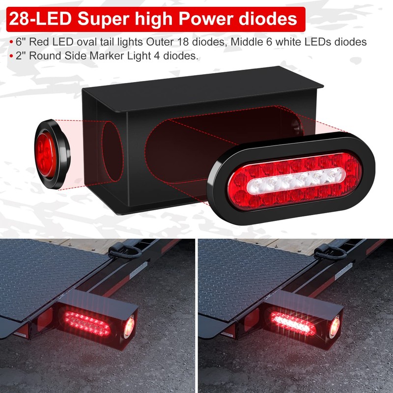 RONSTA 2 Pcs Trailer Light Steel Boxes Housing Kit with