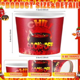 Ziliny 200 Pcs Chili Cook Off Cups Disposable Paper Tasting Cups Food Sample Bowls Mexican Party Supplies for Chili Cook Off Cinco de Mayo Decorations(5 oz)
