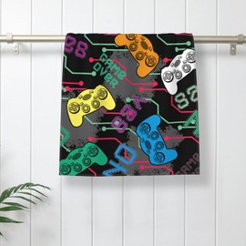 Perinsto Video Game Controller Background Hand Towel Colorful Game Joysticks Decorative Fingertip Towels Multipurpose for Bathroom Kitchen Gym and Spa, 27.5" X 15.7"