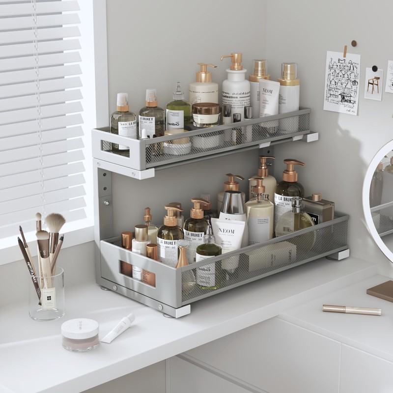 Biboraya 2 Pack 17IN Depth Under Sink Storage Organizer, Large