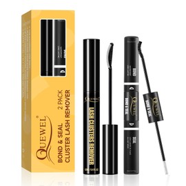 QUEWEL 12mL Cluster Eyelashes Bond Seal and Remover Kit, Eyelash Clusters Black Glue and DIY Eyelash Extensions Remover (bond seal remover-VD)