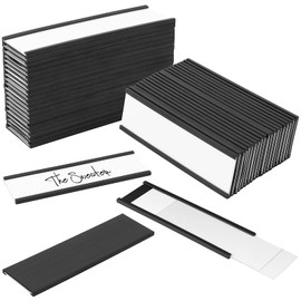 Meetory Magnetic Labels 30 mm x 100 mm, Magnetic Labels, 20 Magnetic Labels for Labelling, Label Holder with Paper Insert Protective Film, Name Tags for Metal Shelf, Locker, Whiteboard