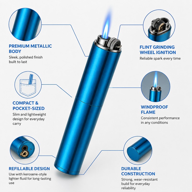 Mini Retro Kerosene Lighter for Everyday Carry – Wind-Resistant Brass-Style