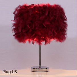 Table Lamp, Modern Elegant Bedside Table Light Bedroom Desk Night Light Lampshade for Living Room Wedding Room Reading Sitting Room Decorations (Wine Red)