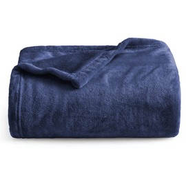 Oxford Homeware Fleece Blanket Sofa Throw Cuddly Reversible Soft Throws for Bed, Couch, Settee, Travel Lightweight and Breathable Blanket fit All Season (Navy, Throw/Single)
